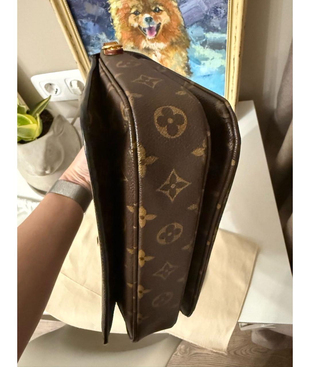 LOUIS VUITTON Коричневая кожаная сумка через плечо, фото 6