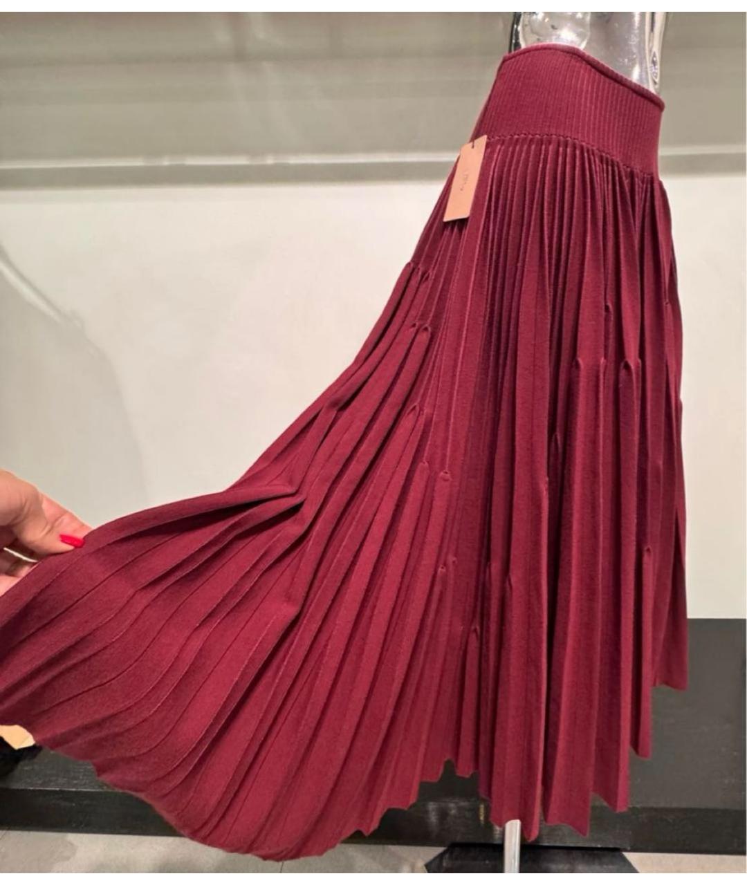 ALAIA Бордовая шерстяная юбка миди, фото 3