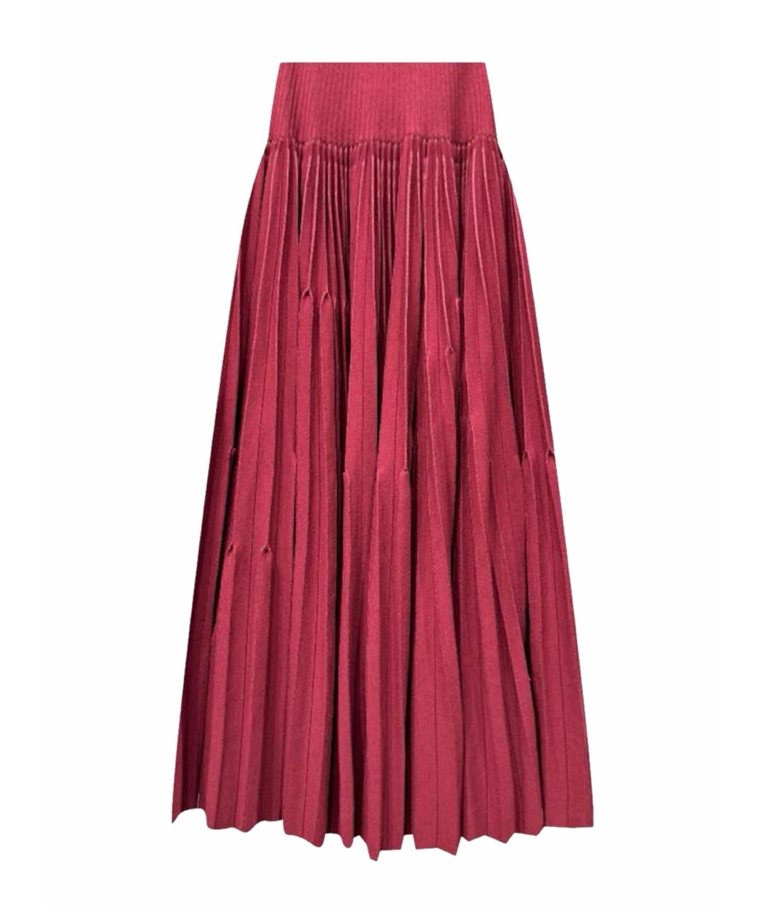 ALAIA Бордовая шерстяная юбка миди, фото 1