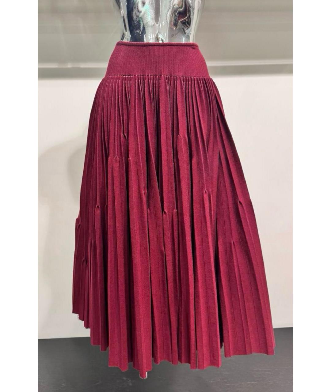 ALAIA Бордовая шерстяная юбка миди, фото 2