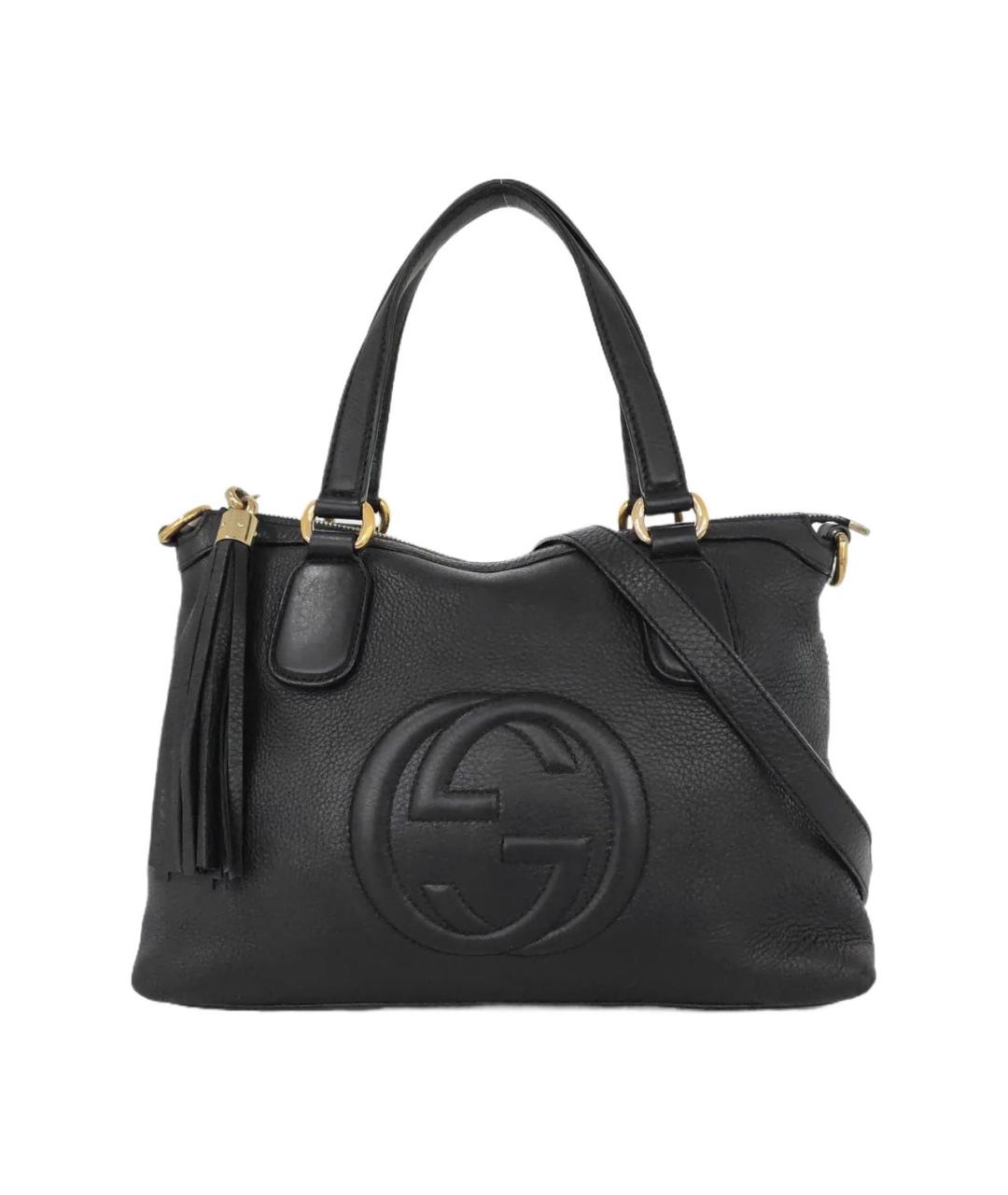 GUCCI Черная кожаная сумка тоут, фото 9