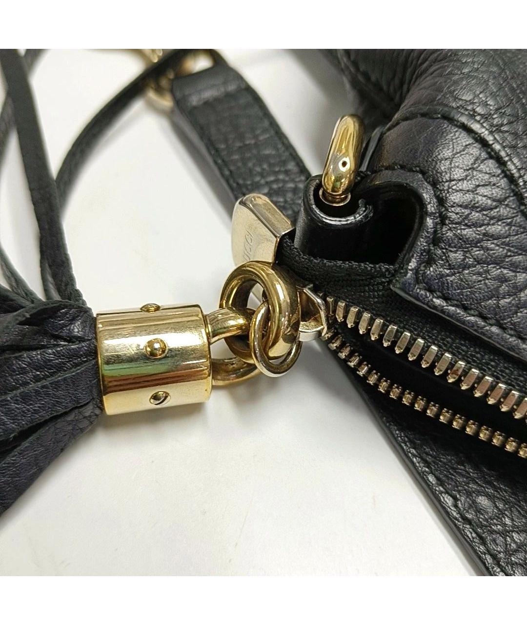 GUCCI Черная кожаная сумка тоут, фото 7