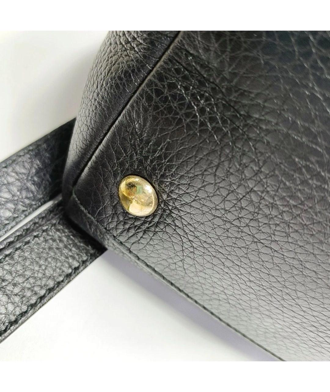 GUCCI Черная кожаная сумка тоут, фото 5