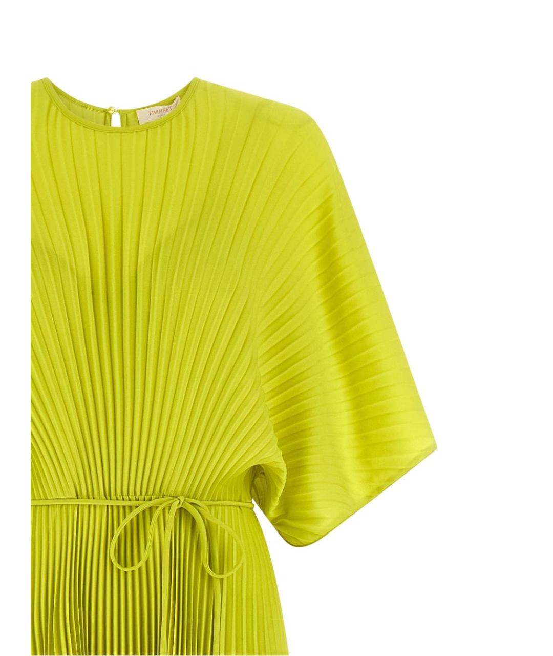 TWIN-SET Желтое полиэстеровое платье, фото 3