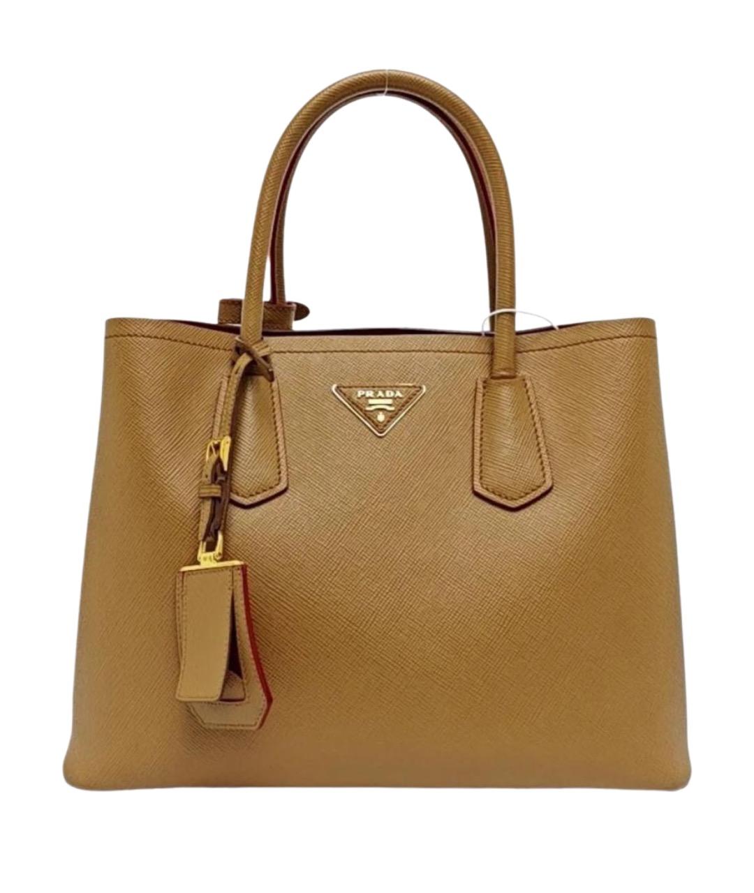 PRADA Коричневая кожаная сумка с короткими ручками, фото 1