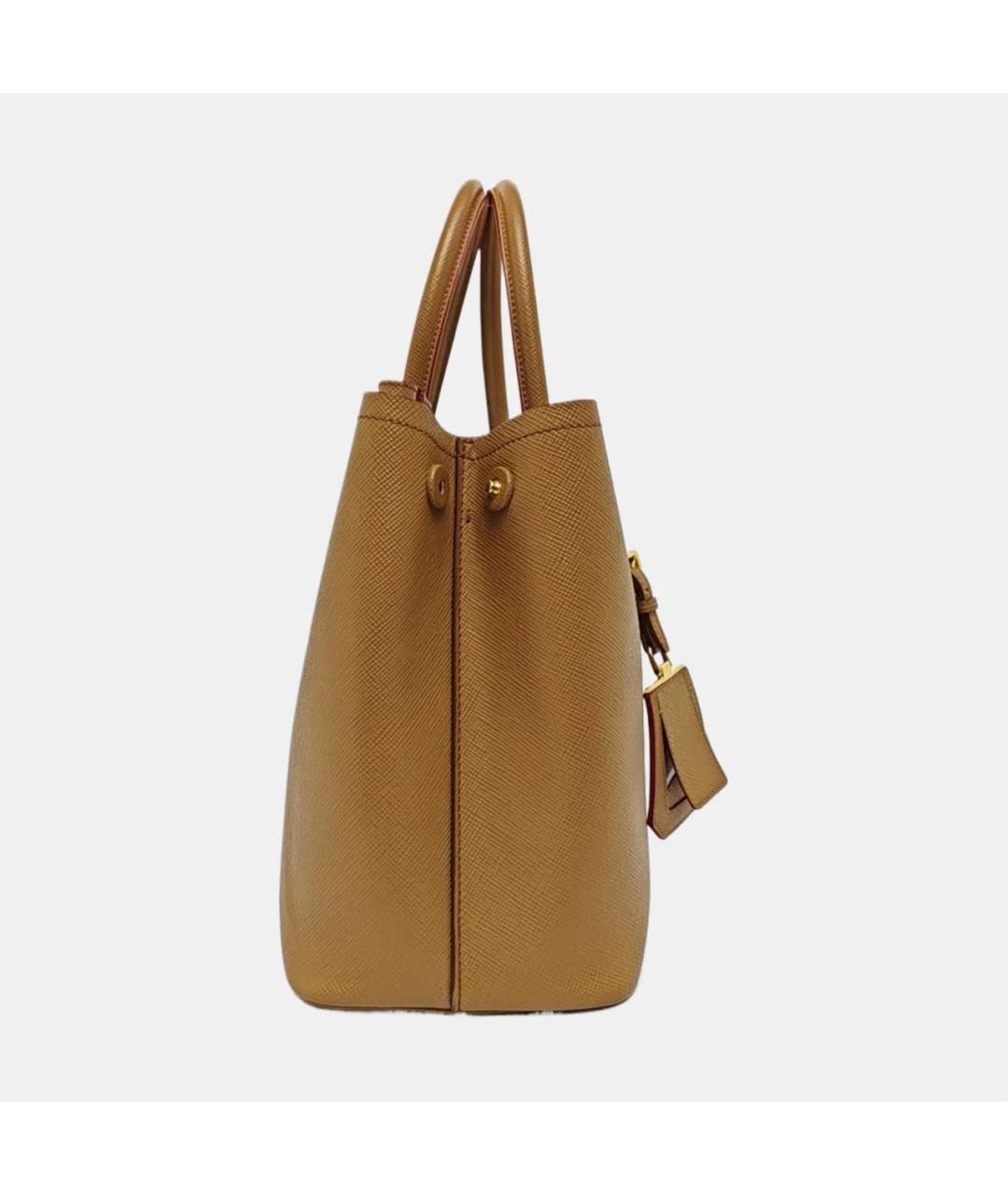 PRADA Коричневая кожаная сумка с короткими ручками, фото 3