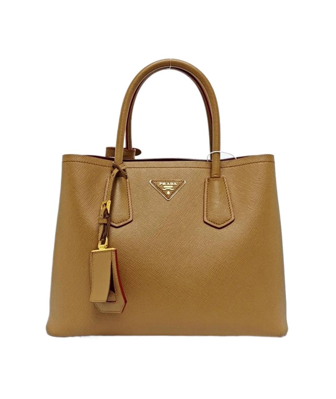 PRADA Коричневая кожаная сумка с короткими ручками, фото 9