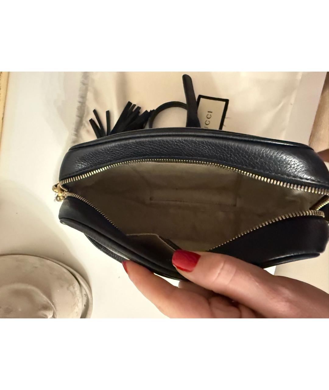 GUCCI Черная кожаная сумка через плечо, фото 4