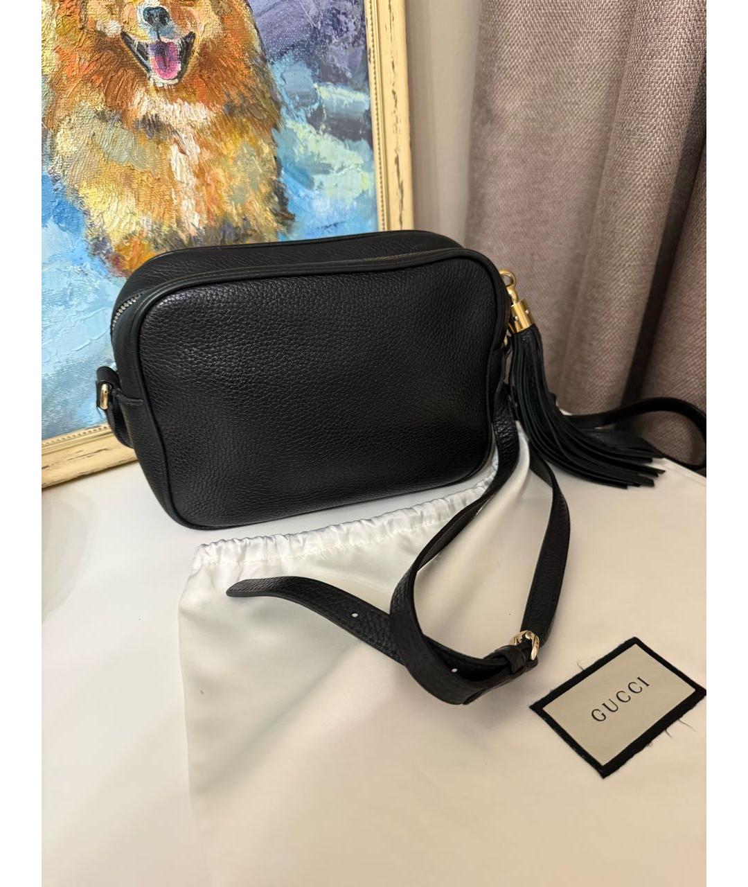 GUCCI Черная кожаная сумка через плечо, фото 3