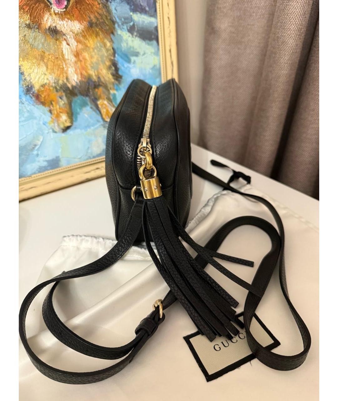 GUCCI Черная кожаная сумка через плечо, фото 2