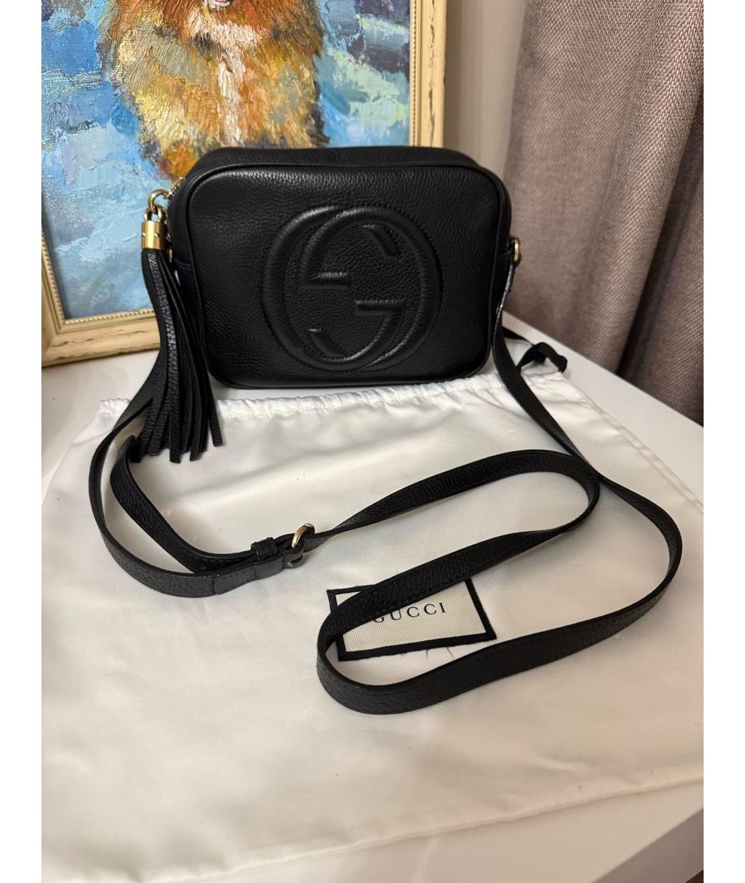 GUCCI Черная кожаная сумка через плечо, фото 5