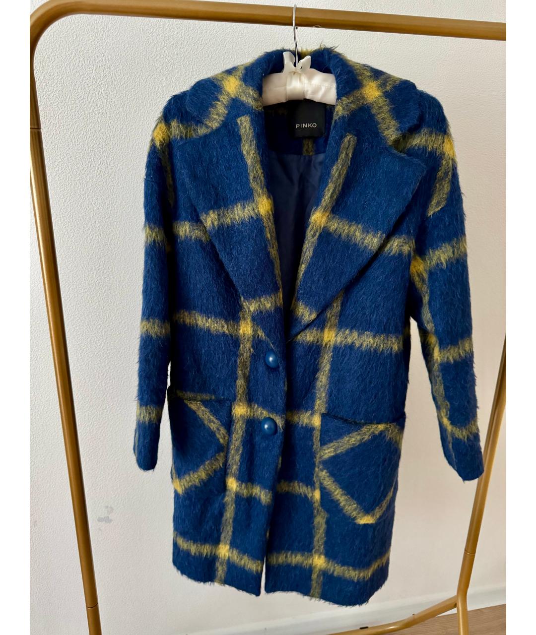 PINKO Синее шерстяное пальто, фото 3