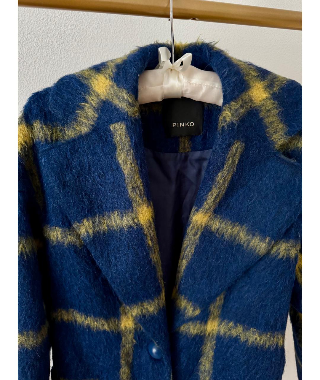 PINKO Синее шерстяное пальто, фото 5