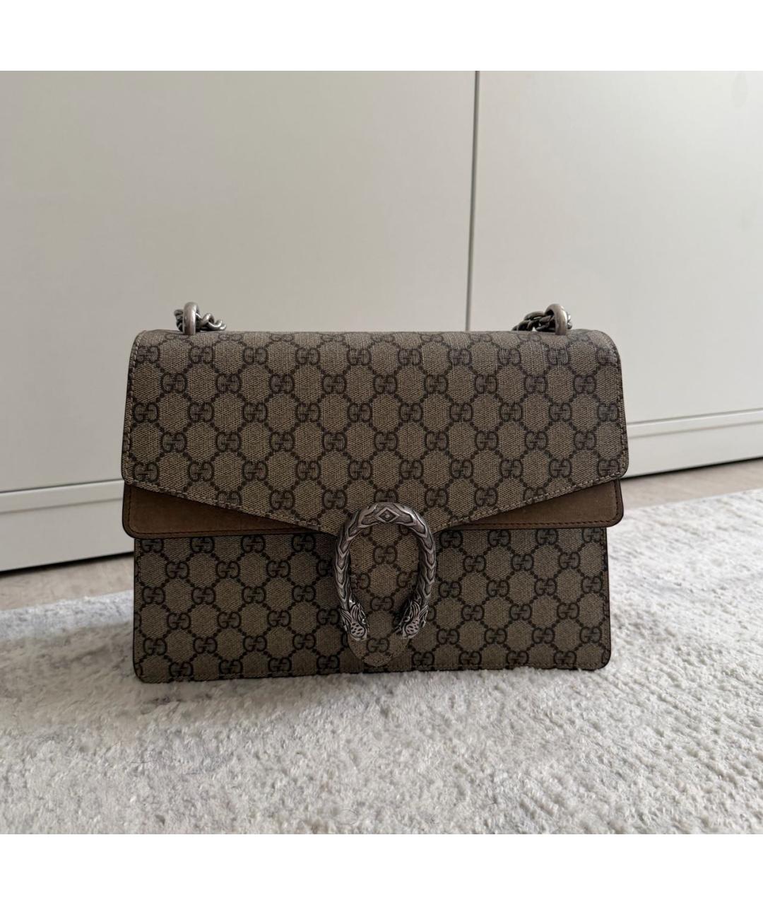 GUCCI Коричневая тканевая сумка через плечо, фото 9