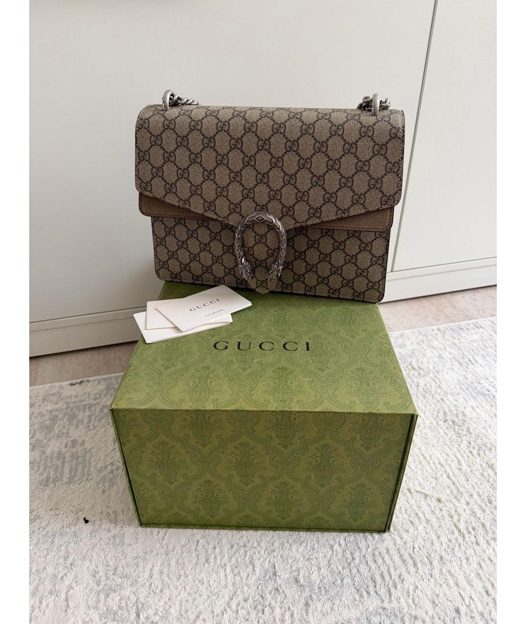 GUCCI Коричневая тканевая сумка через плечо, фото 5