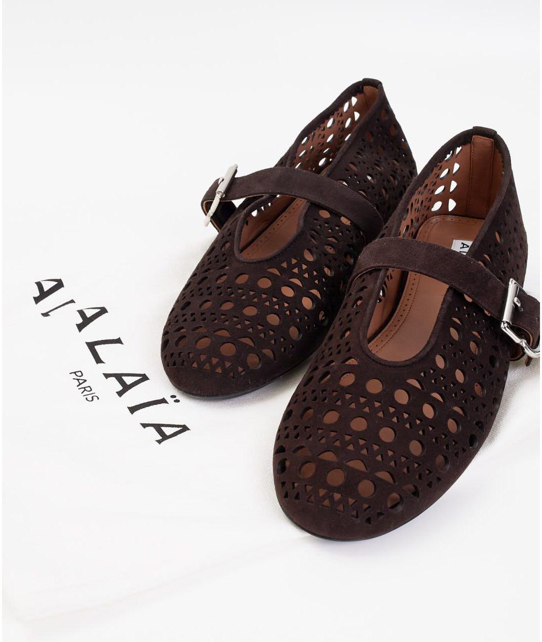 ALAIA Коричневые кожаные балетки, фото 5