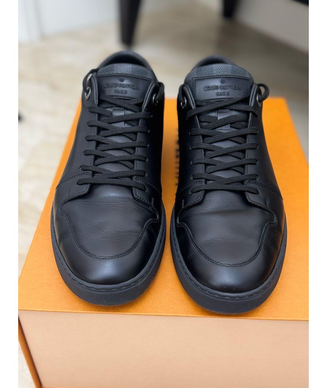 LOUIS VUITTON Темно-синие кожаные низкие кроссовки / кеды, фото 2