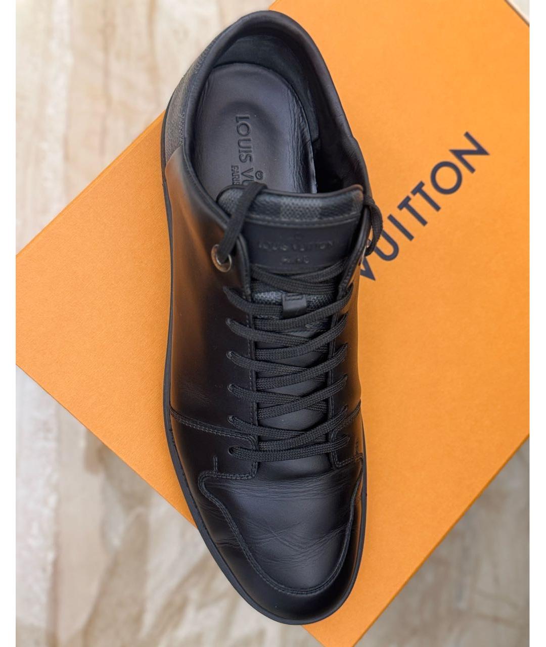 LOUIS VUITTON Темно-синие кожаные низкие кроссовки / кеды, фото 3