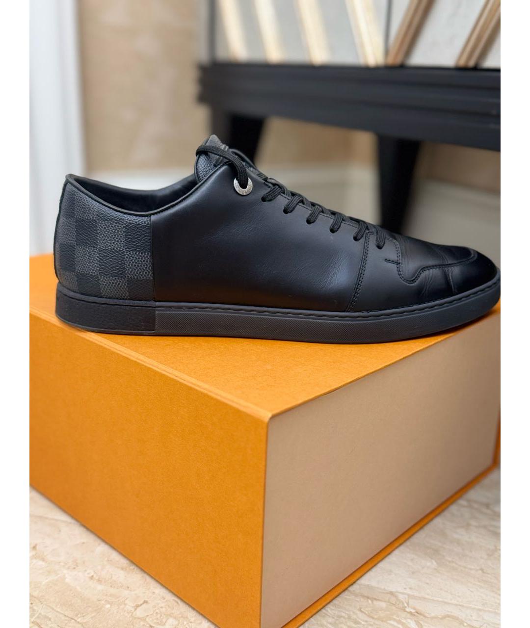 LOUIS VUITTON Темно-синие кожаные низкие кроссовки / кеды, фото 5