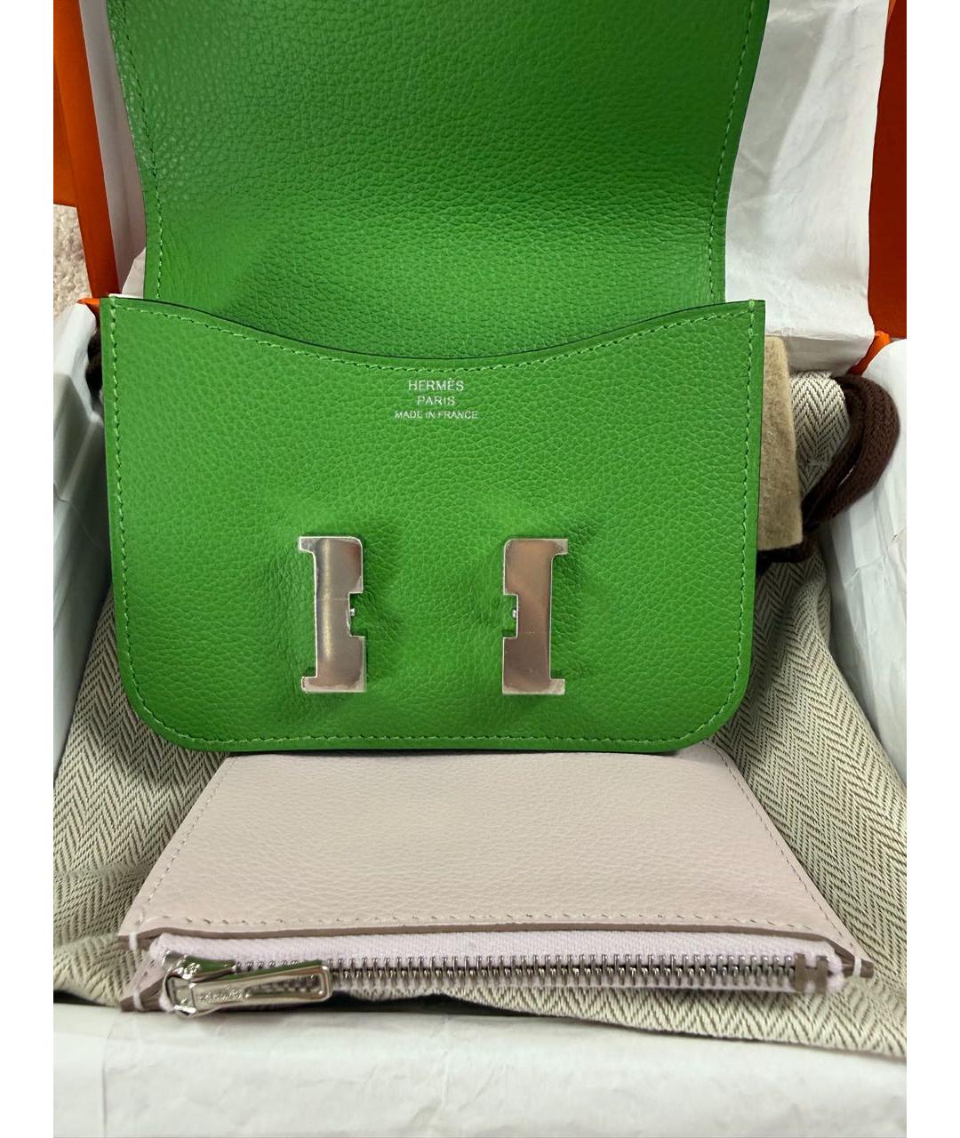 HERMES Зеленая кожаная поясная сумка, фото 5