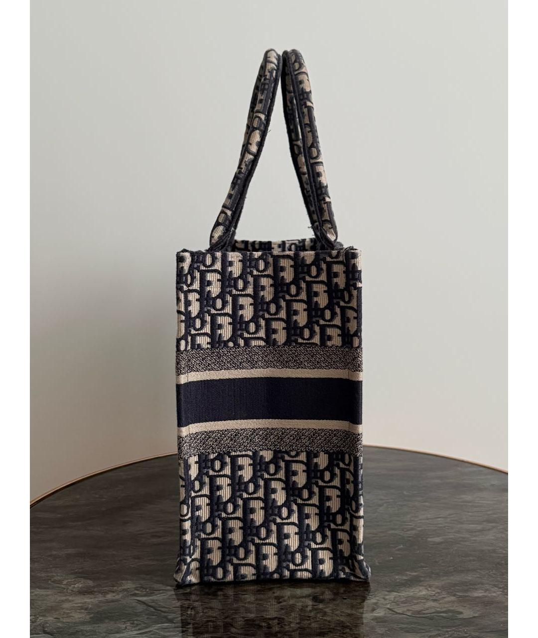 CHRISTIAN DIOR Темно-синяя тканевая сумка тоут, фото 2