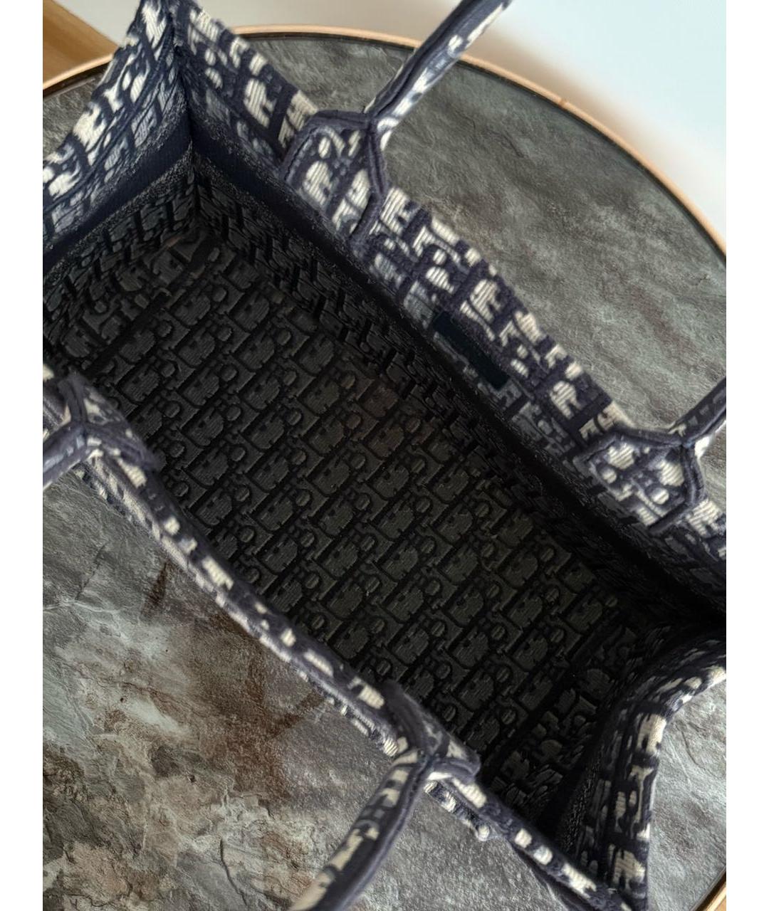 CHRISTIAN DIOR Темно-синяя тканевая сумка тоут, фото 4