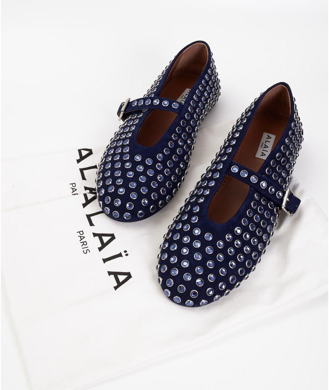 ALAIA Темно-синие замшевые балетки, фото 5