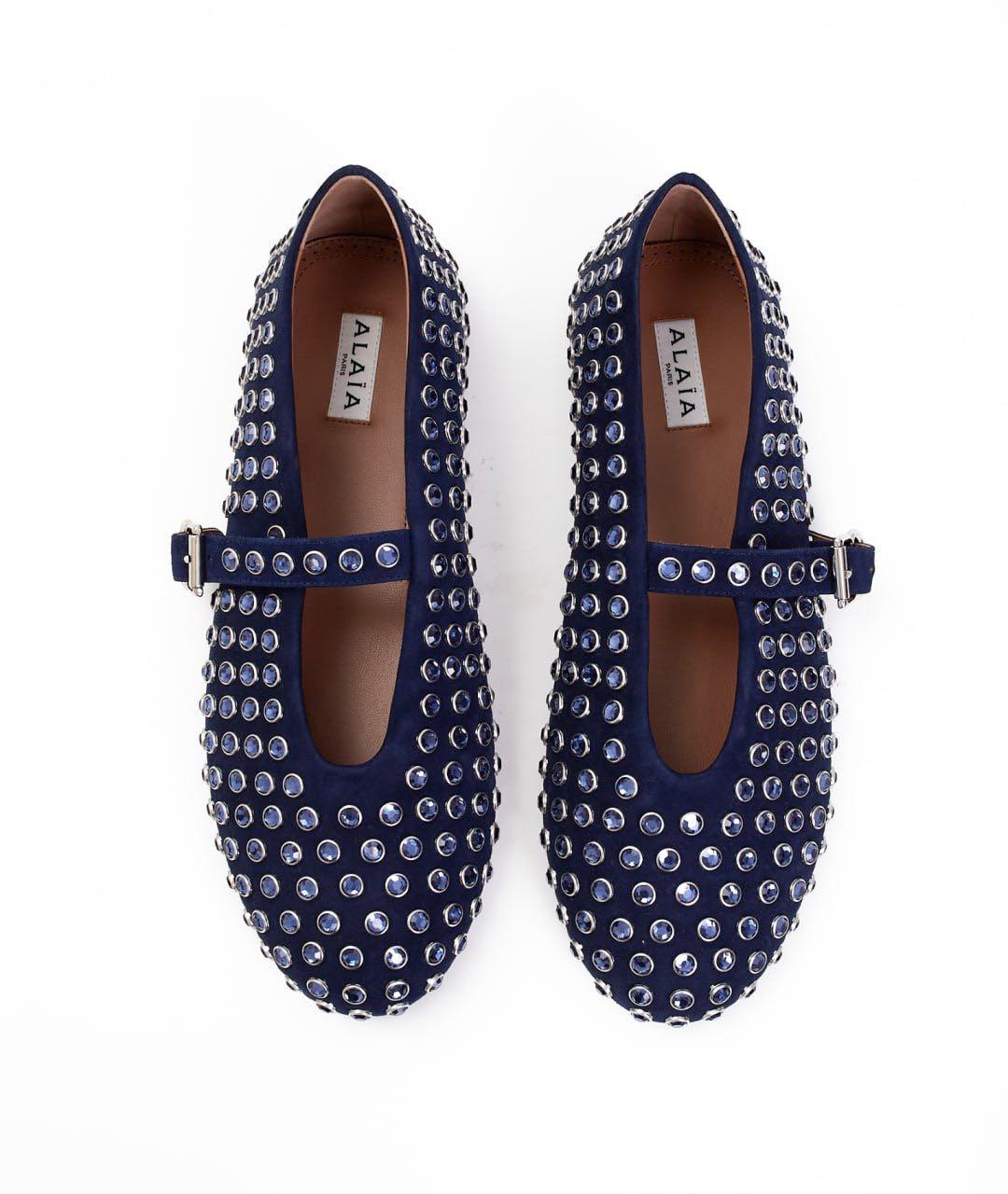 ALAIA Темно-синие замшевые балетки, фото 2