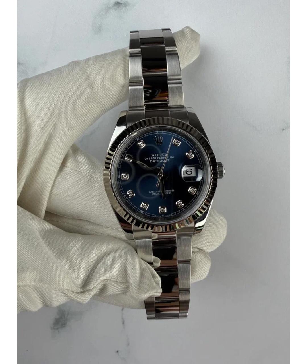 ROLEX Синие часы из белого золота, фото 2