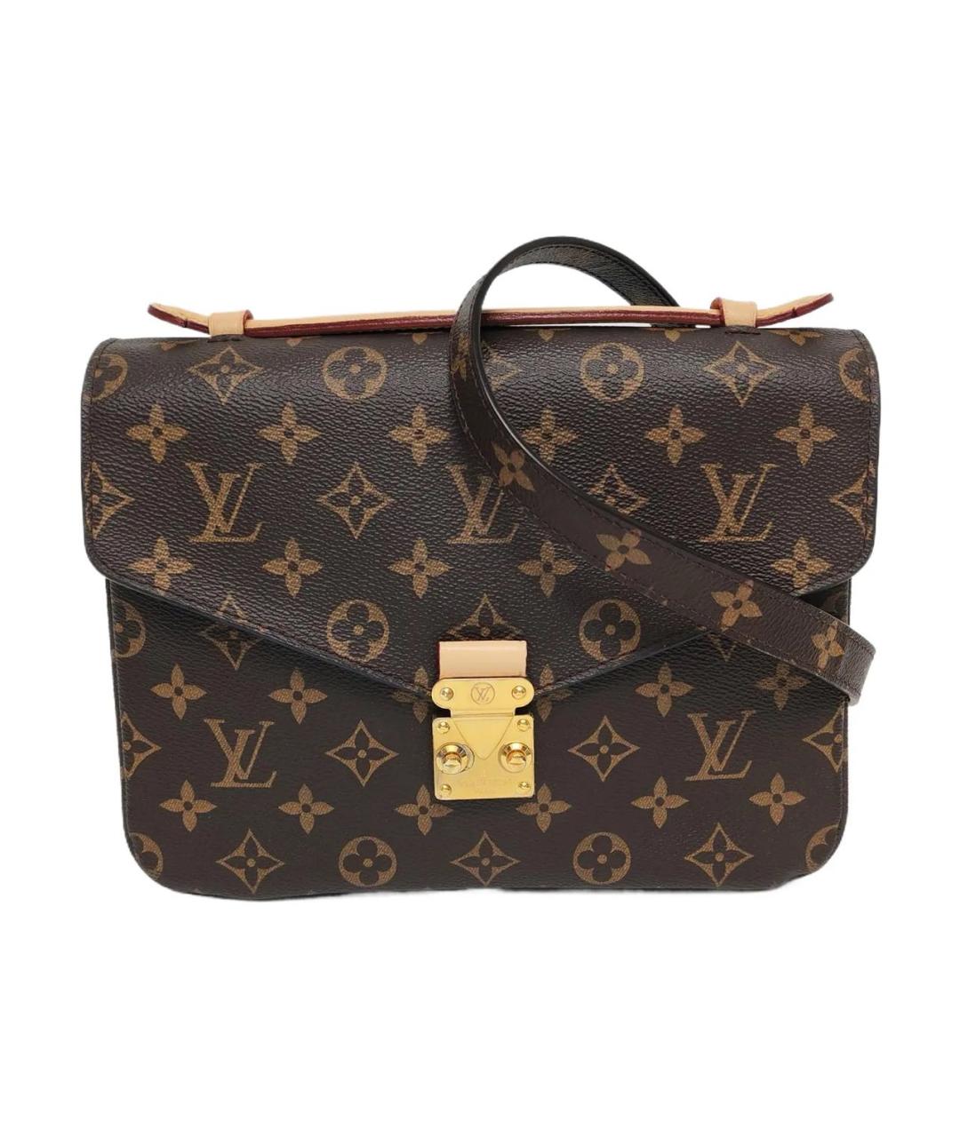 LOUIS VUITTON Коричневая кожаная сумка через плечо, фото 9