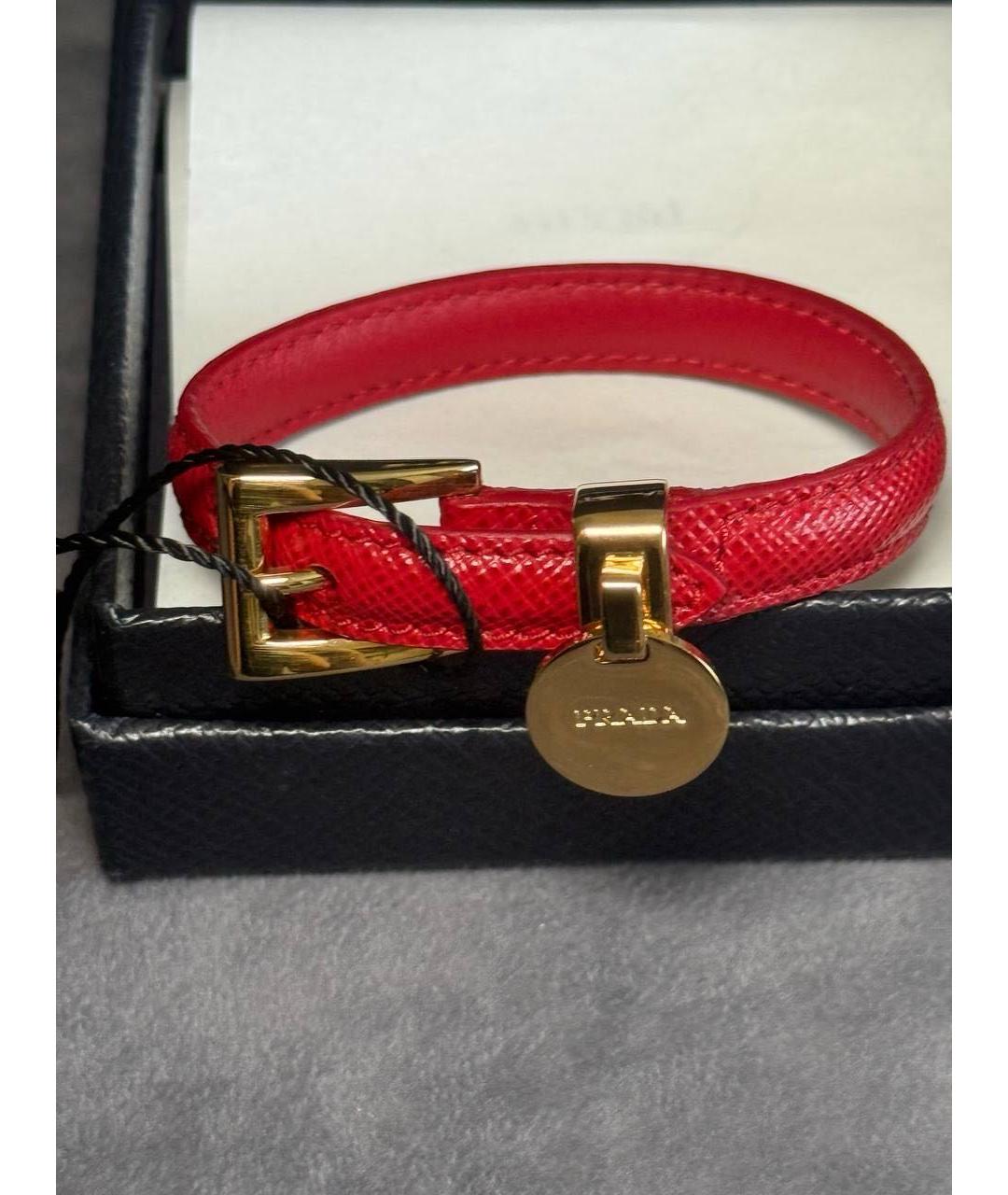 PRADA Красный кожаный браслет, фото 6