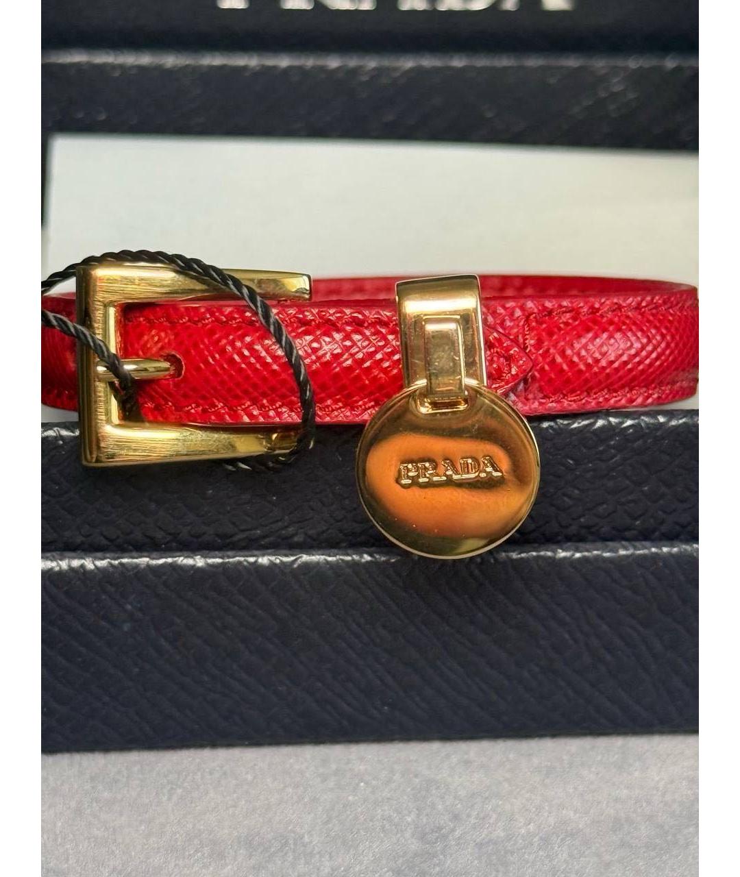 PRADA Красный кожаный браслет, фото 4