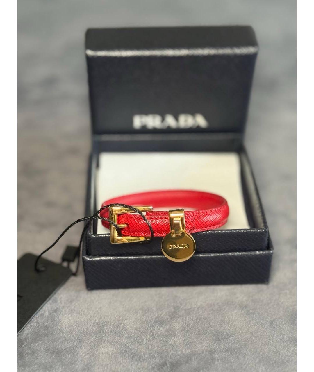 PRADA Красный кожаный браслет, фото 3
