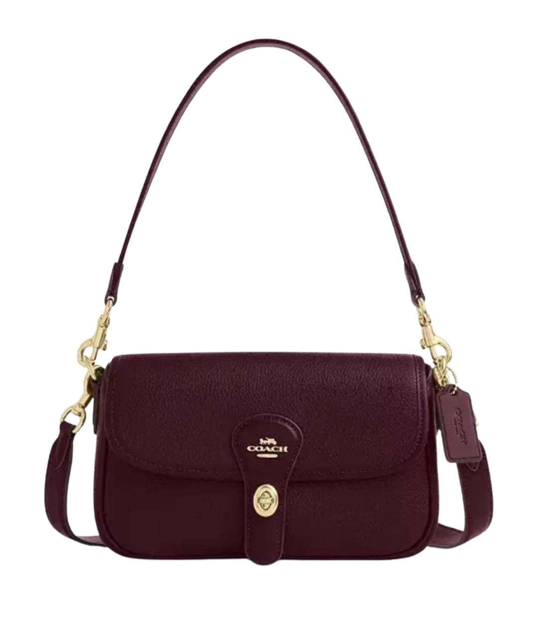 COACH Бордовая кожаная сумка через плечо, фото 1