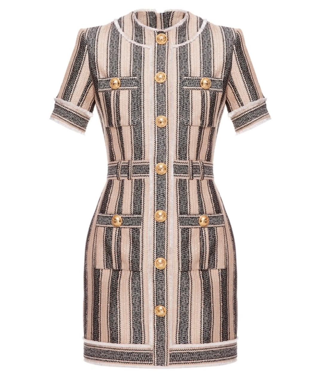 BALMAIN Бежевое хлопковое коктейльное платье, фото 9