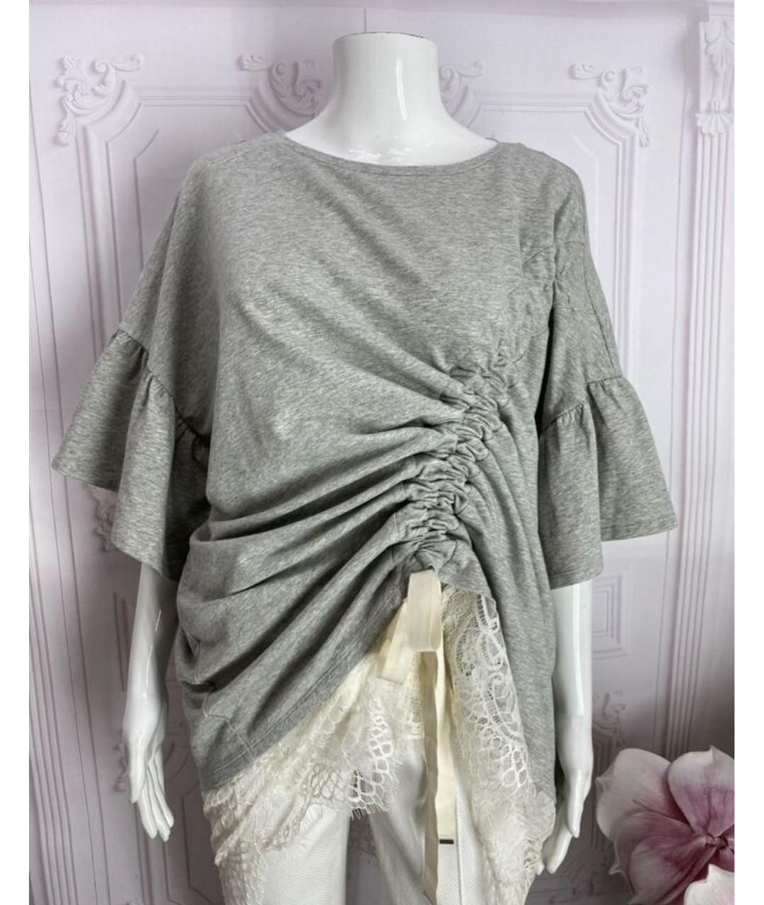 TWIN-SET Серая хлопко-эластановая футболка, фото 6