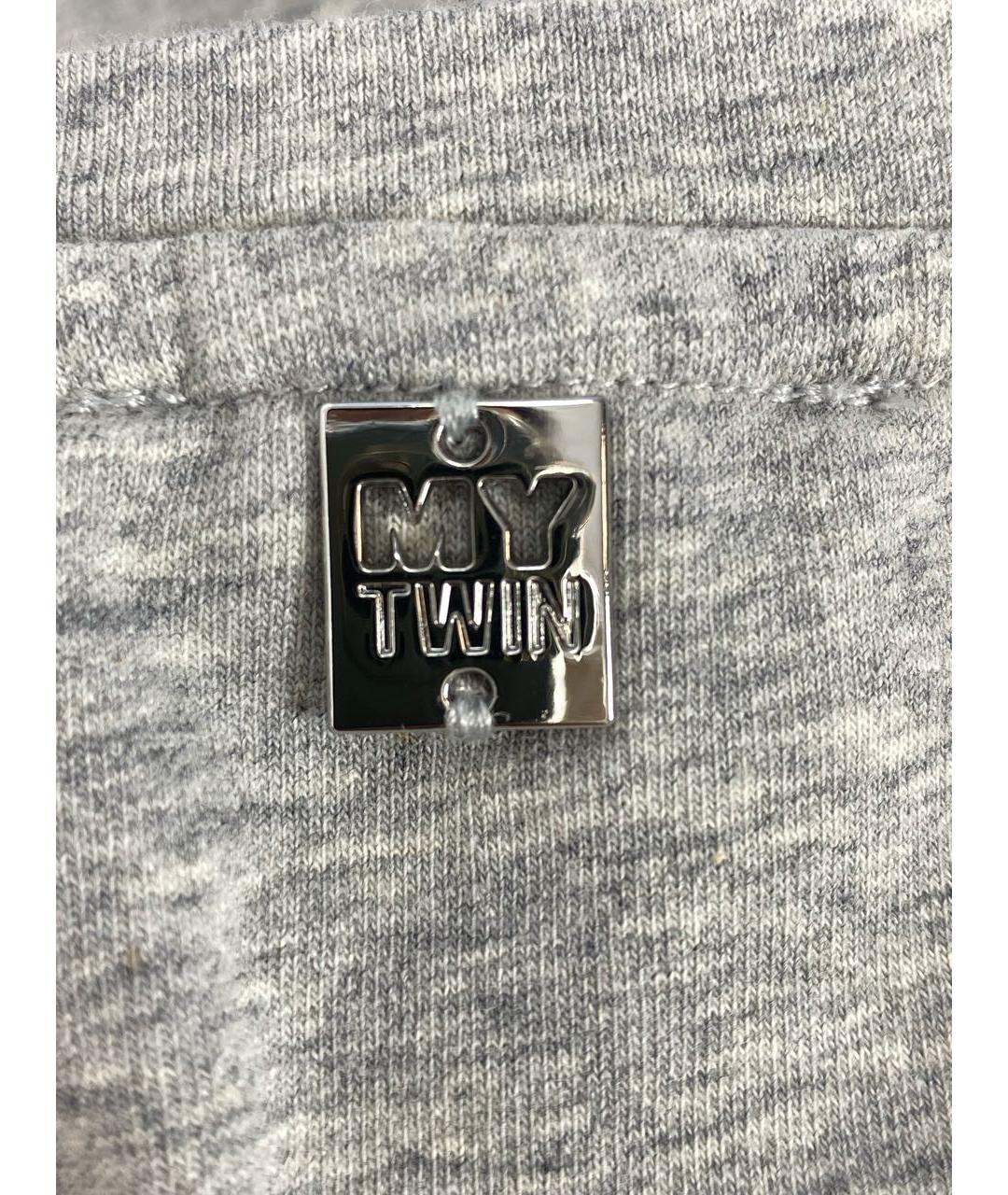 TWIN-SET Серая хлопко-эластановая футболка, фото 4