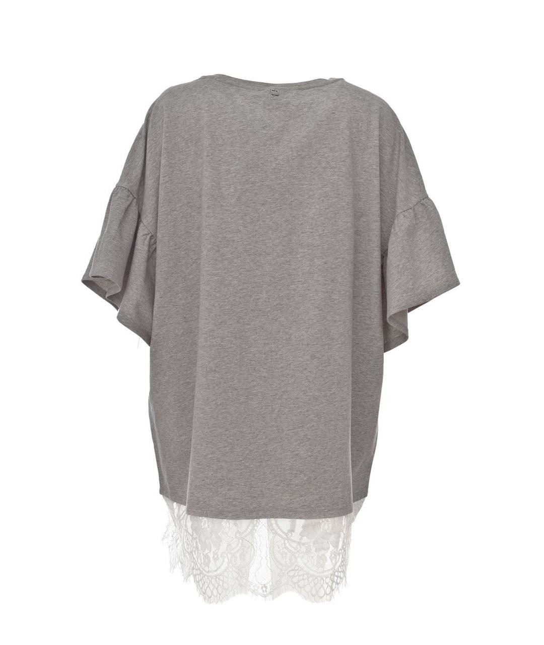 TWIN-SET Серая хлопко-эластановая футболка, фото 2