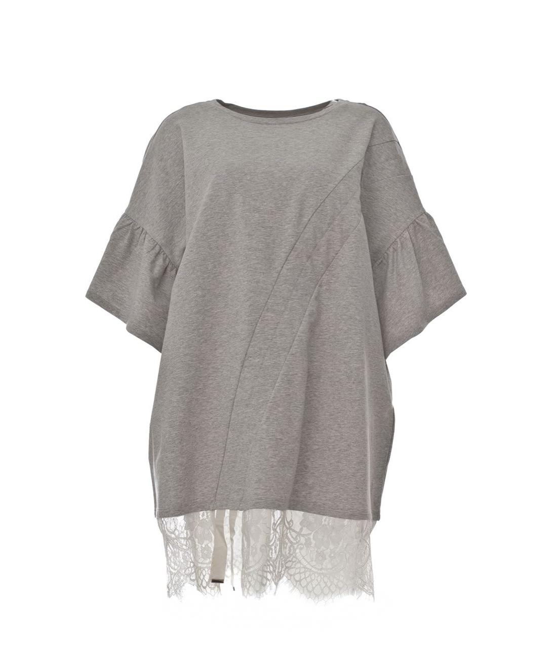 TWIN-SET Серая хлопко-эластановая футболка, фото 1