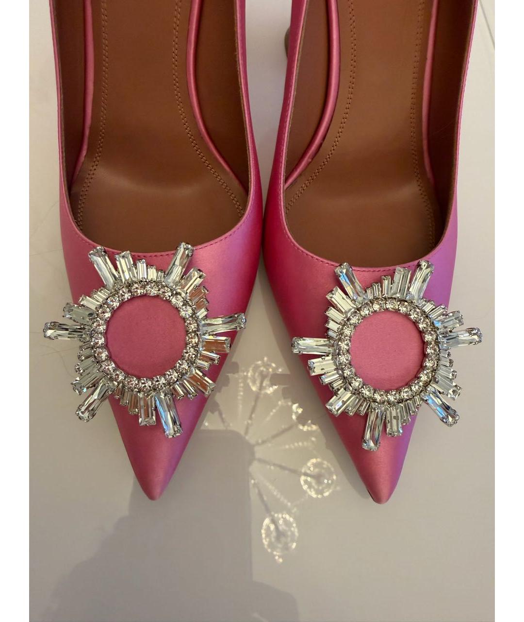 Amina Muaddi Розовые текстильные туфли, фото 3
