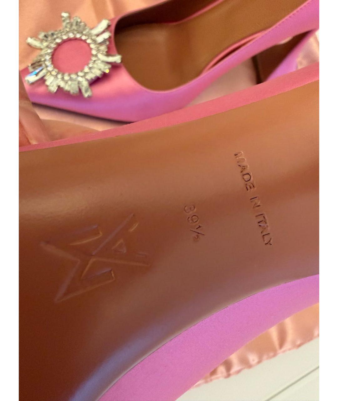 Amina Muaddi Розовые текстильные туфли, фото 7