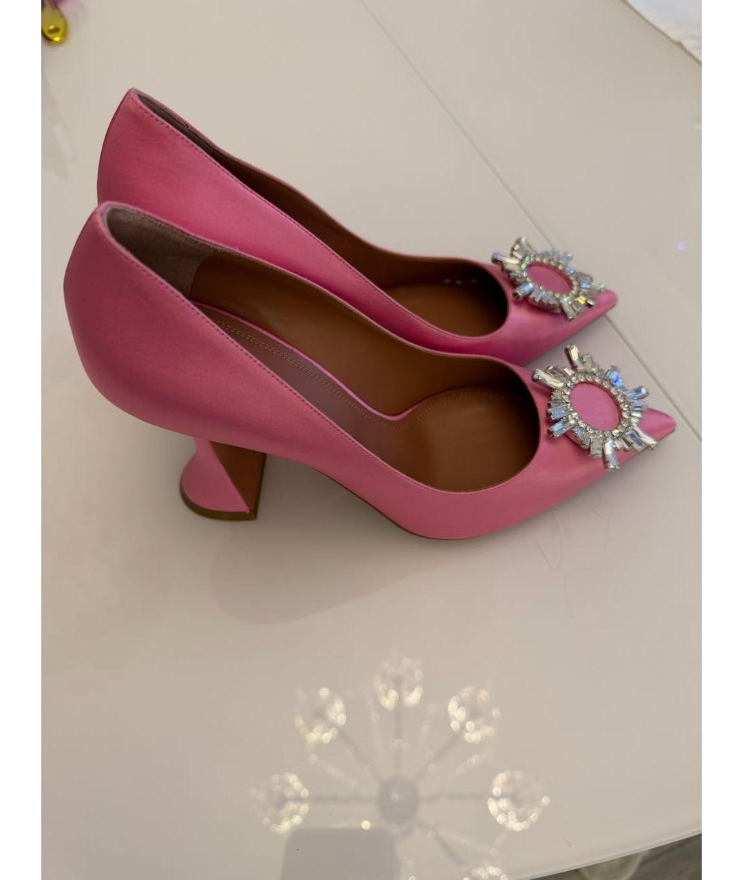 Amina Muaddi Розовые текстильные туфли, фото 8