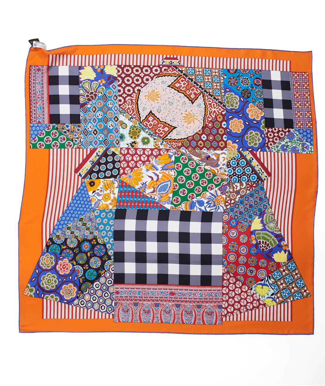 HERMES Оранжевый шелковый платок, фото 4