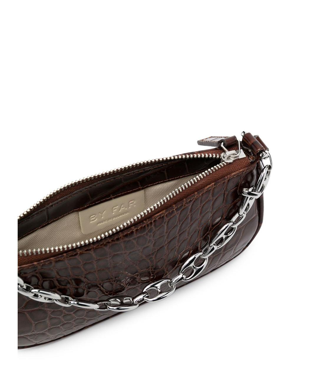 BY FAR Коричневая кожаная сумка с короткими ручками, фото 5