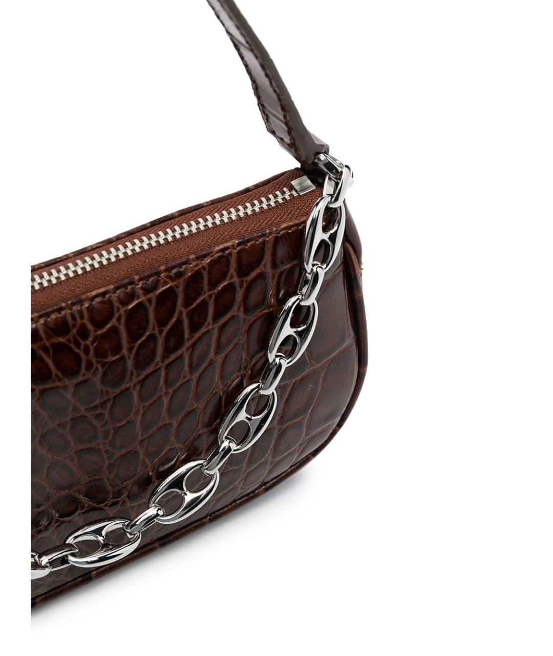 BY FAR Коричневая кожаная сумка с короткими ручками, фото 4