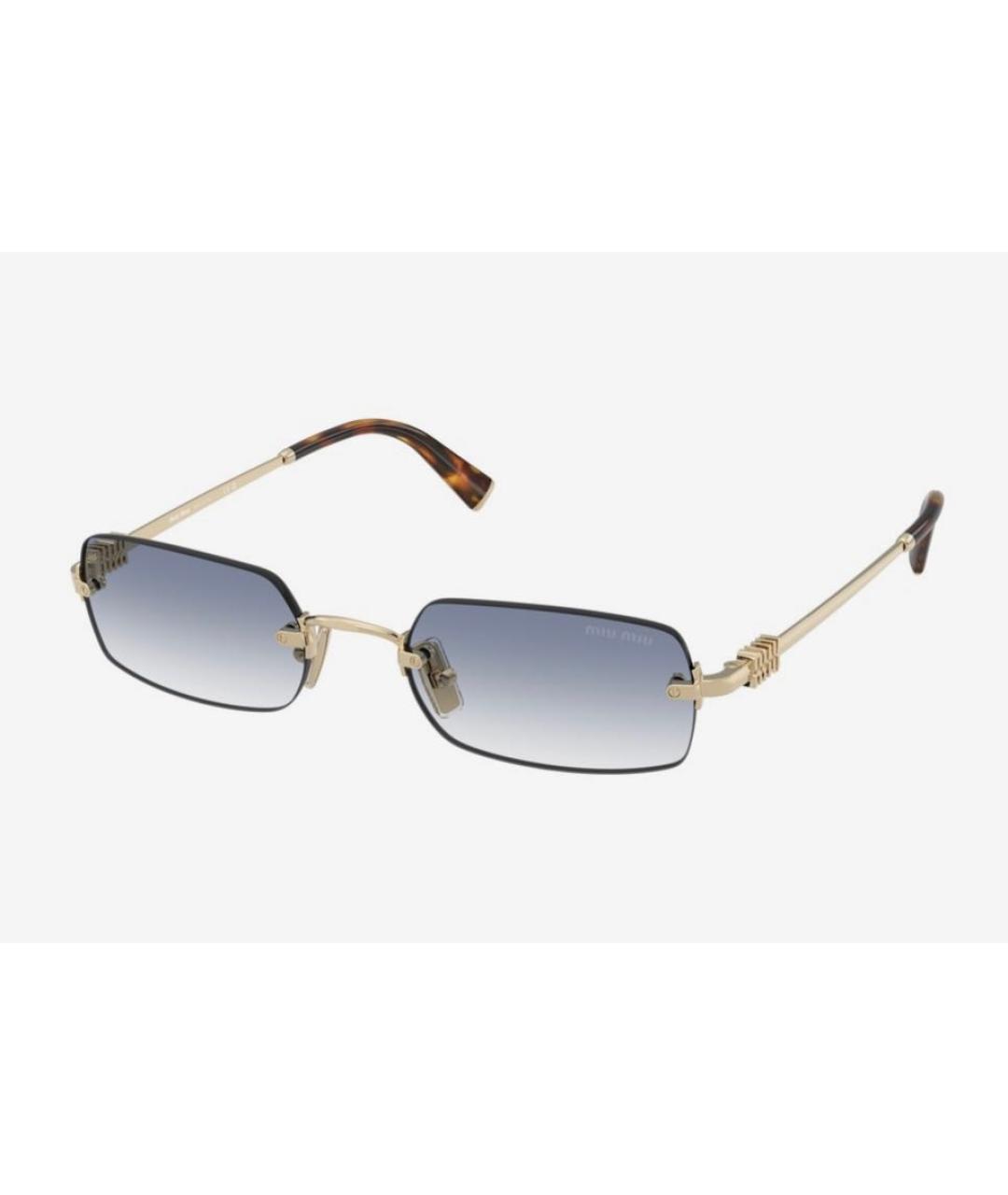 MIU MIU Золотые металлические солнцезащитные очки, фото 5