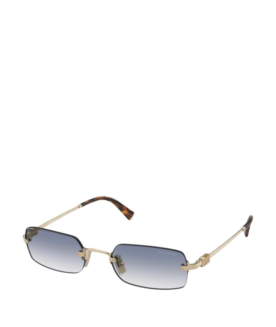 MIU MIU Золотые металлические солнцезащитные очки, фото 1