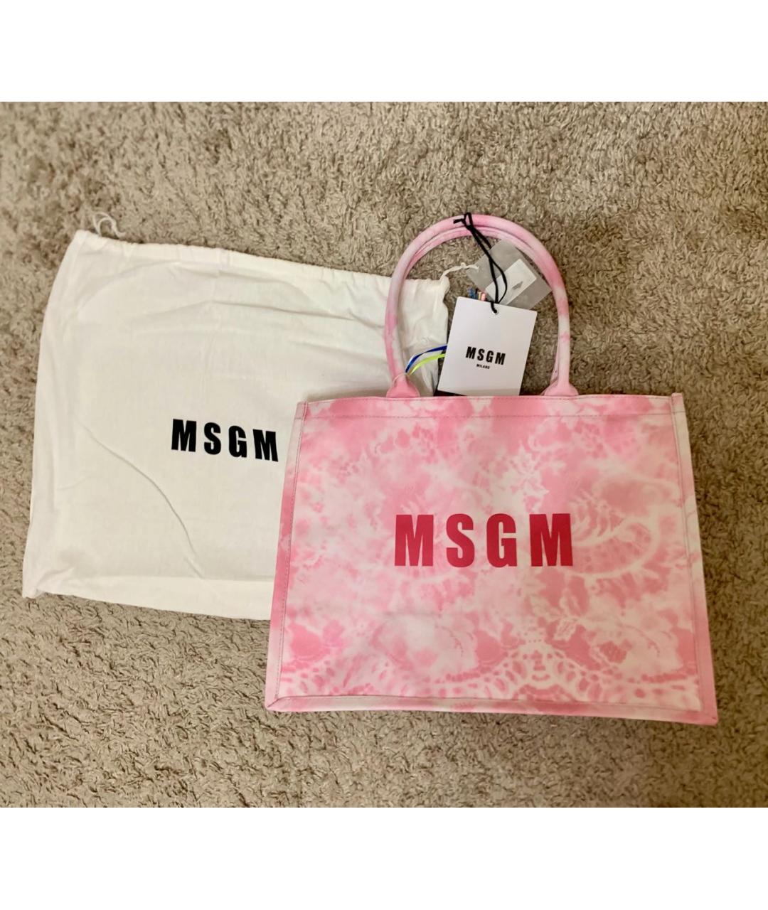 MSGM Розовая тканевая сумка тоут, фото 3
