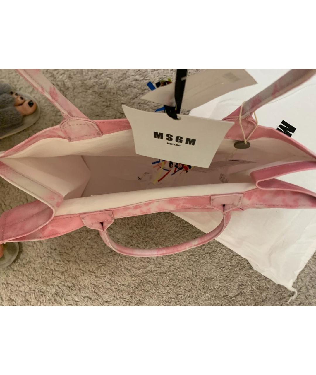 MSGM Розовая тканевая сумка тоут, фото 2