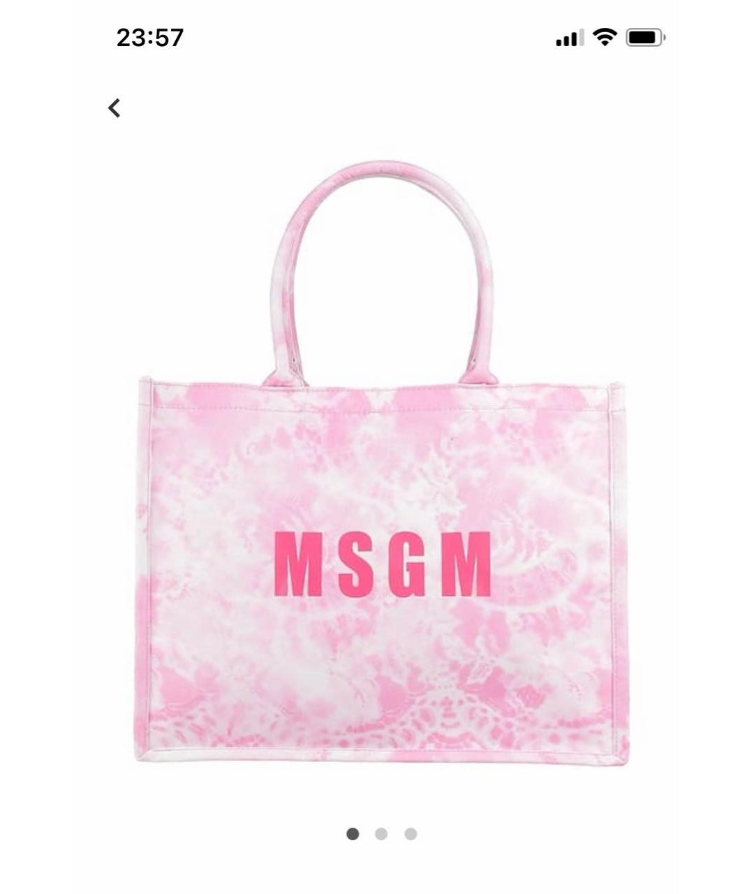 MSGM Розовая тканевая сумка тоут, фото 4